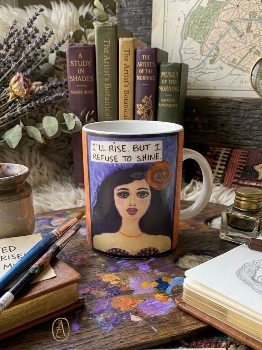 Lolly Lu Bad Girl Art Mug Ill Rise But I Refuse To Shine Cup Ceramic